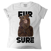 Workaholics Fur Sure Blake Bear Coat White Juniors T-Shirt